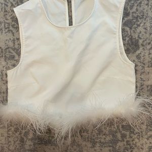 White feather crop top